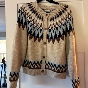 Lucky Brand Beige and Brown Patterned Cardigan